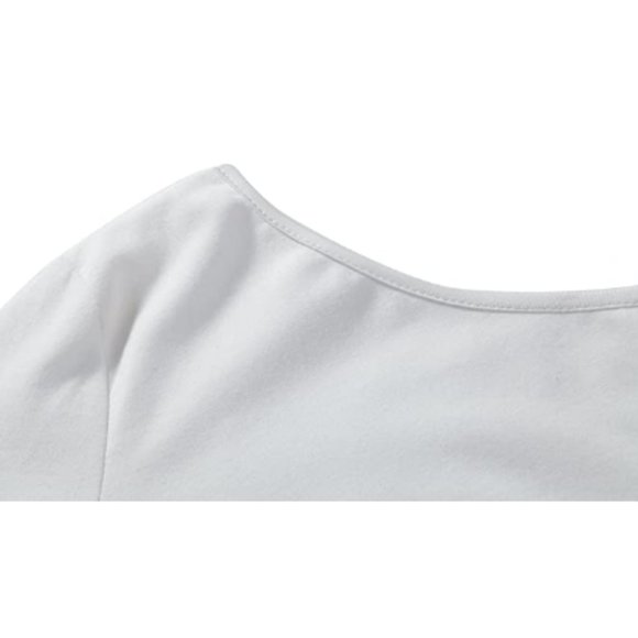 Women Short Sleeve Lips Print Off Shoulder T-Shirt - Picture 3 of 7